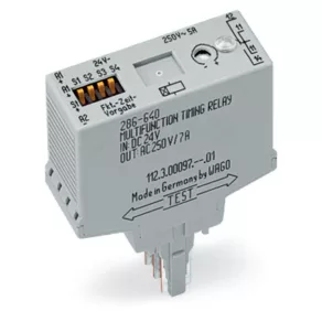   Relé temporizat multifuncțional Wago cu 1 contact inversor (1u), 4 intervale de timp, gri (286-640/004-000)