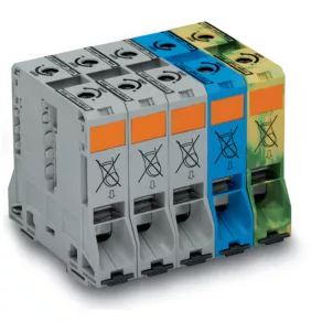   Set de borne trifazate de mare intensitate Wago 95 mm² Conținut: 3 buc. 285-195, 1 buc. 285-194, 1 buc. 285-197 (285-199)