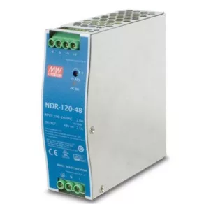   Sursă de alimentare comutată, șină DIN Vin: 90-264 VAC/120-370 VDC, Vout: 48 VDC (0-2,5 A), P: 120 W Mean Well NDR-120-48