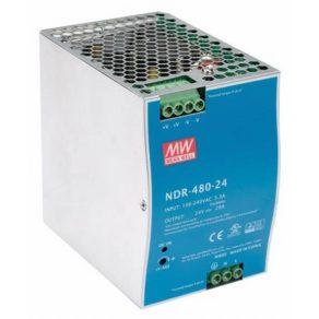   Sursă de alimentare comutabilă, montare pe șină DIN Vin: 90-264 VAC/120-370 VDC, Vout: 24 VDC (0-20A), P: 480 W Mean Well NDR-480-24