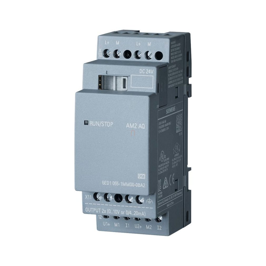 Siemens 6ED1055-1MM00-0BA2 LOGO! AM2 AQ, 2 ieșiri analogice, (0-10V, 0/4-20mA), rezoluție 10 biți, [pentru LOGO! 8]
