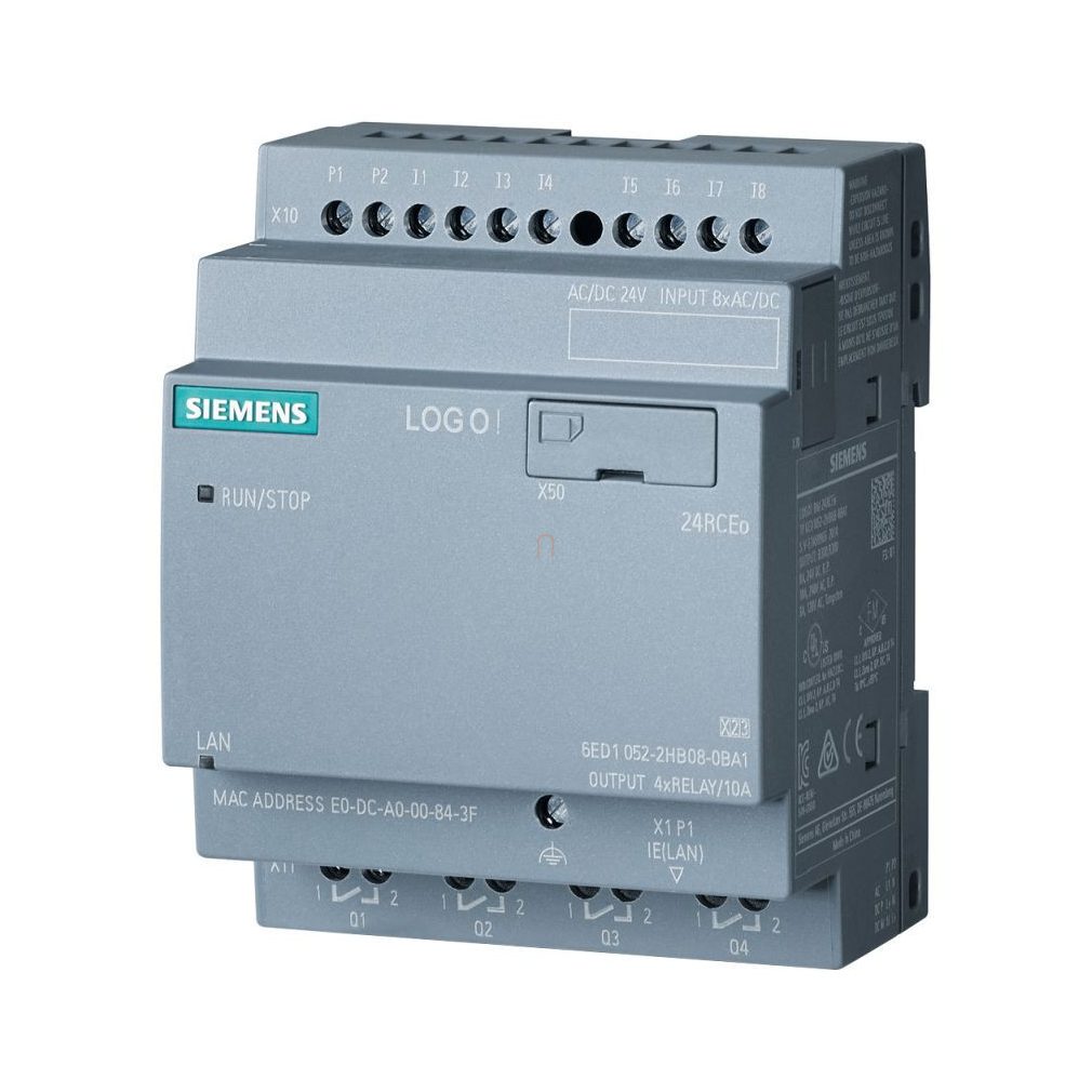 Siemens 6ED1052-2HB08-0BA2 LOGO! 24RCEo (24VAC/DC), 8DI / 4DO (rele, 10A), ceas, ethernet, server web, datalog, fără afișaj