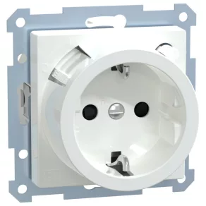   Priză Schneider Merten 2P+F, cu capac de protecție, întrerupător de siguranță, cu arc, 16 A, 30 mA, System-M, alb activ 233825