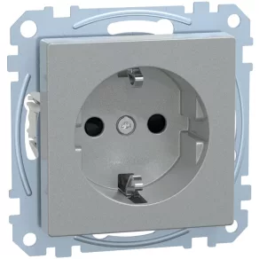  Priză Schneider Merten 2P+F, cu capac de protecție, cu arc, 16 A, System-M, aluminiu MEG2300-0460