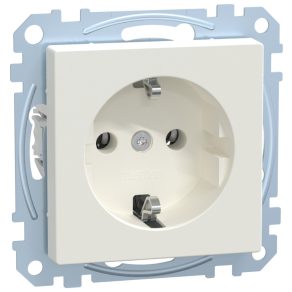   Priză Schneider Merten 2P+F, cu arc, 16 A, System-M, alb mat MEG2301-0419