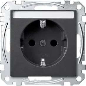   Schneider Electric Merten System M - MEG2302-0414 - Priză 2P+F, cu capac de protecție, personalizabilă, cu arc, 16 A, antracit