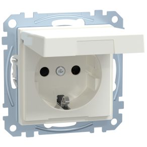   Priză Schneider Merten 2P+F, cu obturator de siguranță, capac cu fixare prin presare, cu arc, 16 A, System-M, alb polar MEG2310-0319