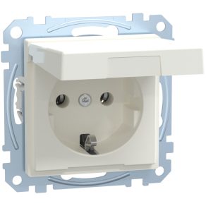   Priză Schneider Merten 2P+F, cu capac cu fixare prin presare, cu arc, 16 A, System-M, alb mat MEG2311-0419