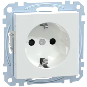   Priză Schneider Merten 2P+F, cu capac de protecție, simbol computer, cu arc, 16 A, System-M, alb activ MEG2350-0325