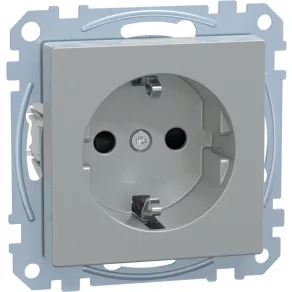   Priză Schneider Merten 2P+F, cu capac de protecție, cu șuruburi, 16 A, System-M, aluminiu MEG2400-0460