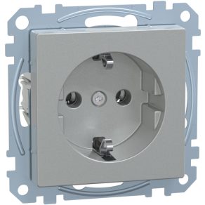   Priză Schneider Merten 2P+F, cu șurub, 16 A, System-M, aluminiu MEG2401-0460
