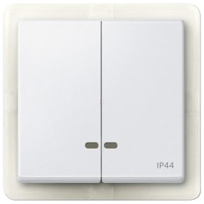   Cheie dublă Schneider Merten, pentru funcții de semnalizare luminoasă, IP44, System-M, alb mat MEG3424-0419