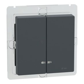   Schneider Electric Merten System M - MEG3424-0414 - Cheie dublă, pentru funcții de semnalizare luminoasă, IP44, antracit