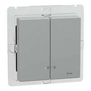   Schneider Electric Merten System M - MEG3424-0460 - Cheie dublă, pentru funcții de semnalizare luminoasă, IP44, aluminiu