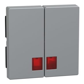   Schneider Electric Merten System M - MEG3456-0460 - Cheie dublă, ferestre indicatoare roșii, aluminiu