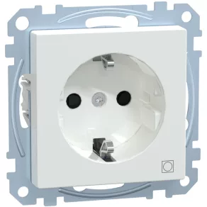   Priză Schneider Merten 2P+F, cu capac de protecție, cu simbolul uscătorului de rufe, cu arc, 16 A, System-M, alb activ MEG2351-0325