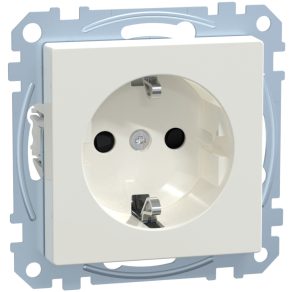   Priză Schneider Merten 2P+F, cu obturator de siguranță, simbol mașină de spălat, cu arc, 16 A, System-M, alb polar MEG2352-0319