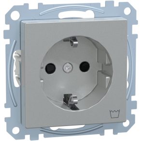   Priză Schneider Merten 2P+F, cu obturator de siguranță, simbol mașină de spălat, cu arc, 16 A, System-M, aluminiu MEG2352-0460