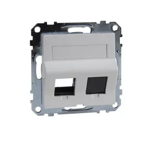   Conector de date Schneider Merten 2xRJ45, pentru inserții Lexcom, etichetabil, System-M, alb activ MEG4568-0325