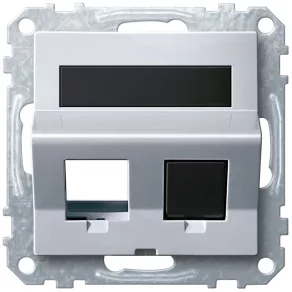   Conector de date Schneider Merten 2xRJ45, pentru inserții Lexcom, etichetabil, System-M, aluminiu MEG4568-0460