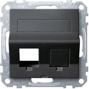   Conector de date Schneider Merten 2xRJ45, pentru inserții Lexcom, etichetabil, System-M, antracit MEG4568-0414