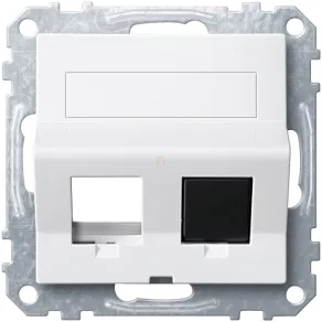   Conector de date Schneider Merten 2xRJ45, pentru inserții Lexcom, etichetabil, System-M, alb mat MEG4568-0419