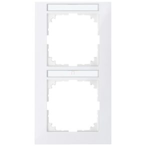   Cadru dublu etichetabil Schneider Merten M-Pure, vertical, alb polar MEG4022-3619