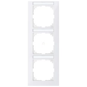   Cadru triplu etichetabil Schneider Merten M-Pure, vertical, alb polar MEG4032-3619