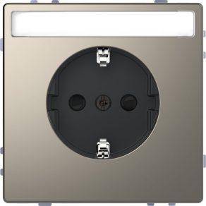   Schneider Electric Merten System Design - MEG2302-6050 - Priză 2P+F cu obturator de siguranță, etichetabilă, cu arc, 16 A, nichel