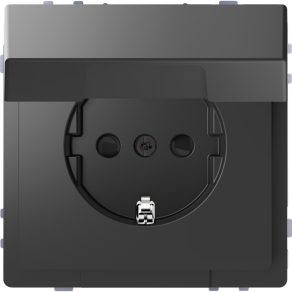   Schneider Electric Merten System Design - MEG2310-6034 - Priză 2P+F cu obturator de siguranță, capac cu fixare prin clip, cu arc, 16 A, antracit