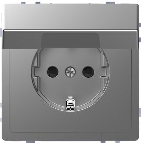   Schneider Electric Merten System Design - MEG2310-6036 - Priză 2P+F cu obturator de siguranță, capac cu fixare rapidă, cu arc, 16 A, oțel