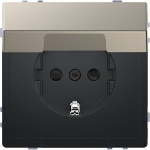   Schneider Electric Merten System Design - MEG2310-6050 - Priză 2P+F cu obturator de siguranță, capac cu fixare rapidă, cu arc, 16 A, nichel