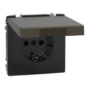   Schneider Electric Merten System Design - MEG2314-6052 - Priză 2P+F cu obturator de siguranță, capac cu fixare rapidă, cu arc, 16 A, IP44, mocha