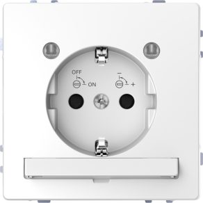   Schneider Electric Merten System Design - MEG2304-6035 - Priză 2P+F cu obturator de siguranță, iluminare LED, cu arc, 16A, alb lotus
