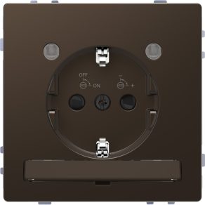   Schneider Electric Merten System Design - MEG2304-6052 - Priză 2P+F cu obturator de siguranță, iluminare LED, cu arc, 16 A, mocha