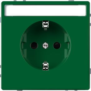   Priză Schneider Merten 2P+F, cu obturator de siguranță, etichetabilă, cu arc, 16 A, Sistem-D, verde MEG2302-6004
