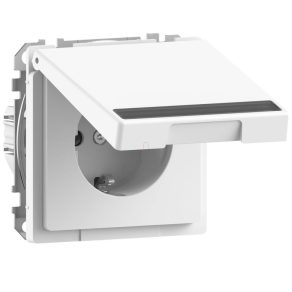   Schneider Electric Merten System Design - MEG2312-6035 - Priză 2P+F cu obturator de siguranță, capac cu fixare prin clip, etichetabil, cu arc, 16 A, alb lotus