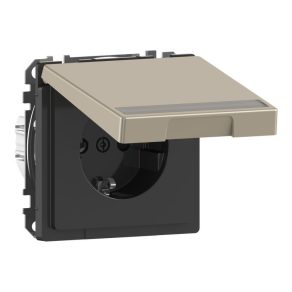   Schneider Electric Merten System Design - MEG2312-6050 - Priză 2P+F cu obturator de siguranță, capac cu fixare prin clip, etichetabil, cu arc, 16 A, nichel