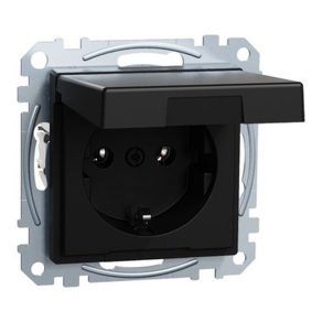   Schneider Electric Merten System-M MEG2311-0403 priză 2P+F, cu capac cu fixare rapidă, cu arc, 16 A, negru