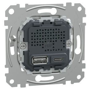   Schneider Electric Merten - MEG4366-0140 - Încărcător USB dublu, A+C, 21 W