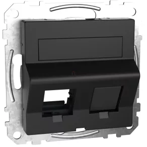   Conector de date Schneider Merten 2xRJ45, pentru inserții Lexcom, etichetabil, System-M, negru MEG4568-0403