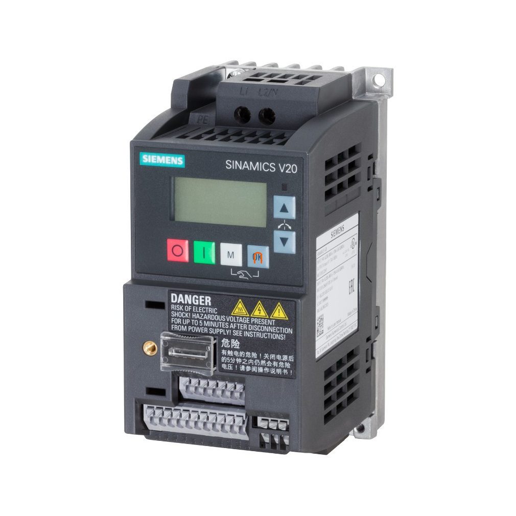 Convertor de frecvență Siemens 1F, 200-240V, 0,37kW, 2,3A, cu filtru C1 încorporat, panou BOP, - Sinamics V20 6SL3210-5BB13-7BV1