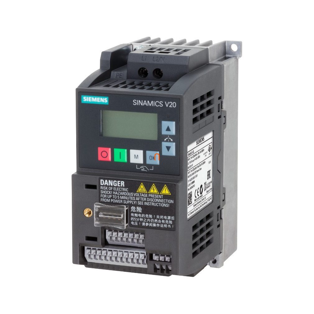 Convertor de frecvență Siemens 1F, 200-240V, 0,55kW, 3,2A, cu filtru C1 încorporat, panou BOP, - Sinamics V20 6SL3210-5BB15-5BV1