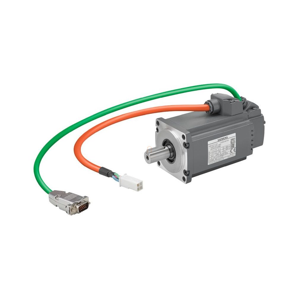Servomotor Siemens 1FL6034-2AF21-1LB1, Pn=0,4 kW, Nn=3000 rpm, M0=1,27 Nm, MN=1,27 Nm, înălțime ax 30 mm, senzor absolut 20 biți (12 biți multiturn), cu frână de reținere, IP65