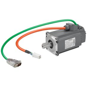   Servomotor Siemens 1FL6034-2AF21-1LB1, Pn=0,4 kW, Nn=3000 rpm, M0=1,27 Nm, MN=1,27 Nm, înălțime arbore 30 mm, encoder absolut 20 biți (12 biți multi-turn), cu frână de reținere, IP65