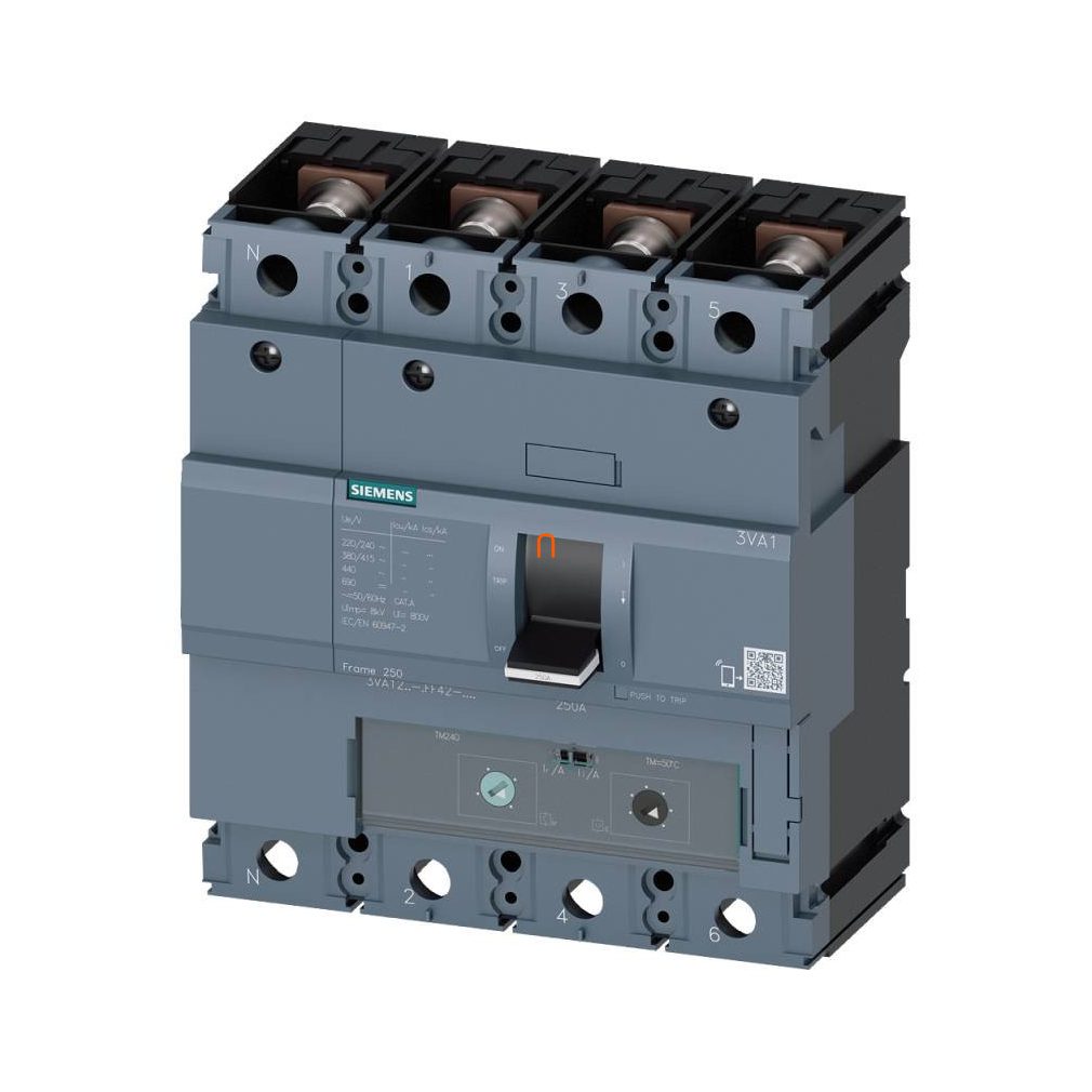 Siemens 3VA1225-5FF42-0AA0 întrerupător secțiuni 4P 250A, conexiune cu cablu