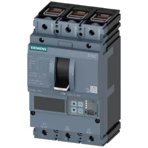   Întrerupător compact Siemens 3VA2116-5JP36-0AA0, 3P, 160 A, 55 kA, cu afișaj ETU550 LSI și conector cu clemă