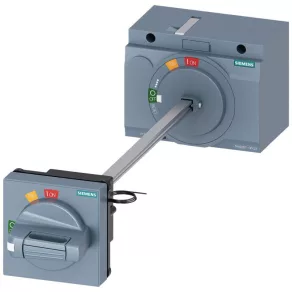   Motor rotativ Siemens 3VA9267-0FK23 pentru 3VA2 (100 A, 160 A, 250 A), complet, gri, ax de 8 x 8 mm și 300 mm, IP65, 24 V c.c., cu indicator luminos