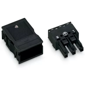   Priză Wago cu carcasă de protecție, cu 3 poli, neagră (770-103)