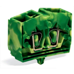  Bloc terminal Wago cu 4 fire, cu picioare de montare cu fixare prin clip, verde-galben (264-347)